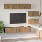 vidaXL Set dulap TV 6 pcs stejar artizanal 80 x 30 x 30 cm Mediu vidaXL Set dulap TV 6 pcs stejar artizanal 80 x 30 x 30 cm Mediu