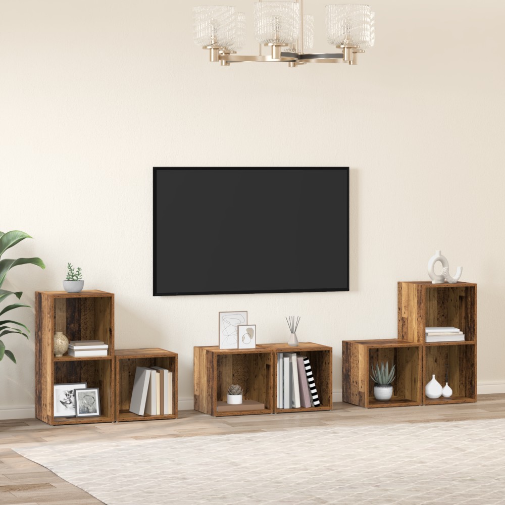 vidaXL Set dulap TV 6 pcs Lemn Vechi 37 x 35 x 72 cm Lemn compozit