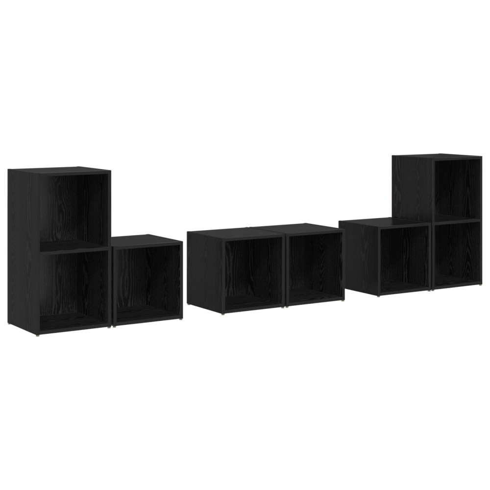 vidaXL Set dulap TV 6 pcs Stejar Negru 37 x 35 x 72 cm Lemn compozit