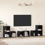 vidaXL Set dulap TV 6 pcs Stejar Negru 37 x 35 x 72 cm Lemn compozit vidaXL Set dulap TV 6 pcs Stejar Negru 37 x 35 x 72 cm Lemn compozit