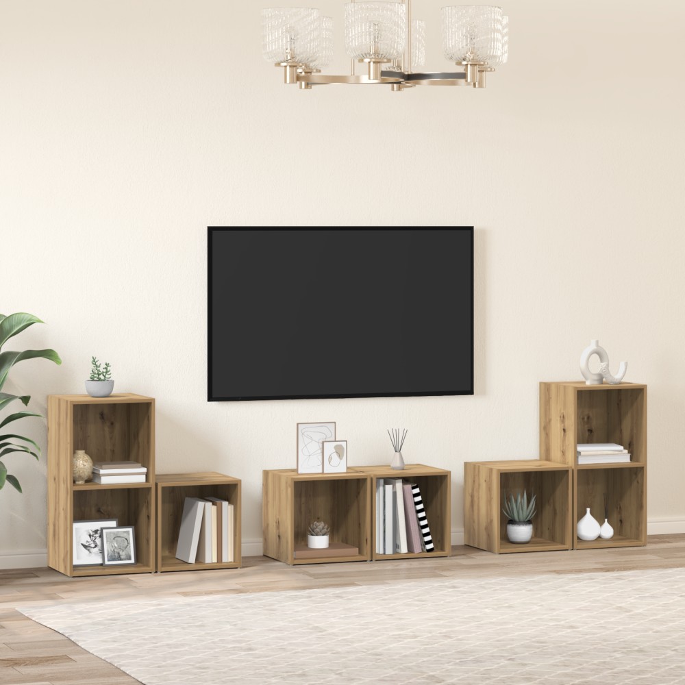 vidaXL Set dulap TV 6 pcs Stejar Artizanal 37 x 35 x 72 cm