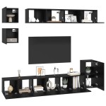 vidaXL Set comodă TV Pe perete 8 pcs Stejar Negru Lemn compozit vidaXL Set comodă TV Pe perete 8 pcs Stejar Negru Lemn compozit
