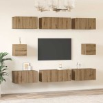 vidaXL Set dulap TV Pe perete 8 pcs stejar artizanal Lemn compozit vidaXL Set dulap TV Pe perete 8 pcs stejar artizanal Lemn compozit