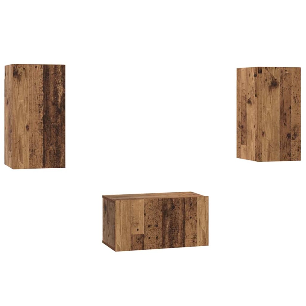 vidaXL Set comodă TV 3 pcs Lemn vechi 60 x 30 x 30 cm Lemn compozit