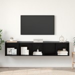 vidaXL Set dulap TV Pe perete 2 pcs Stejar negru 37 x 37 x 142.5 cm vidaXL Set dulap TV Pe perete 2 pcs Stejar negru 37 x 37 x 142.5 cm