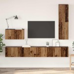 vidaXL Set dulap TV 4 pcs Lemn vechi 200 x 30 x 30 cm Lemn compozit vidaXL Set dulap TV 4 pcs Lemn vechi 200 x 30 x 30 cm Lemn compozit