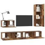vidaXL Set dulap TV 4 pcs Lemn vechi 200 x 30 x 30 cm Lemn compozit vidaXL Set dulap TV 4 pcs Lemn vechi 200 x 30 x 30 cm Lemn compozit