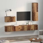 vidaXL Set dulap TV 4 pcs Lemn vechi 200 x 30 x 30 cm Lemn compozit vidaXL Set dulap TV 4 pcs Lemn vechi 200 x 30 x 30 cm Lemn compozit