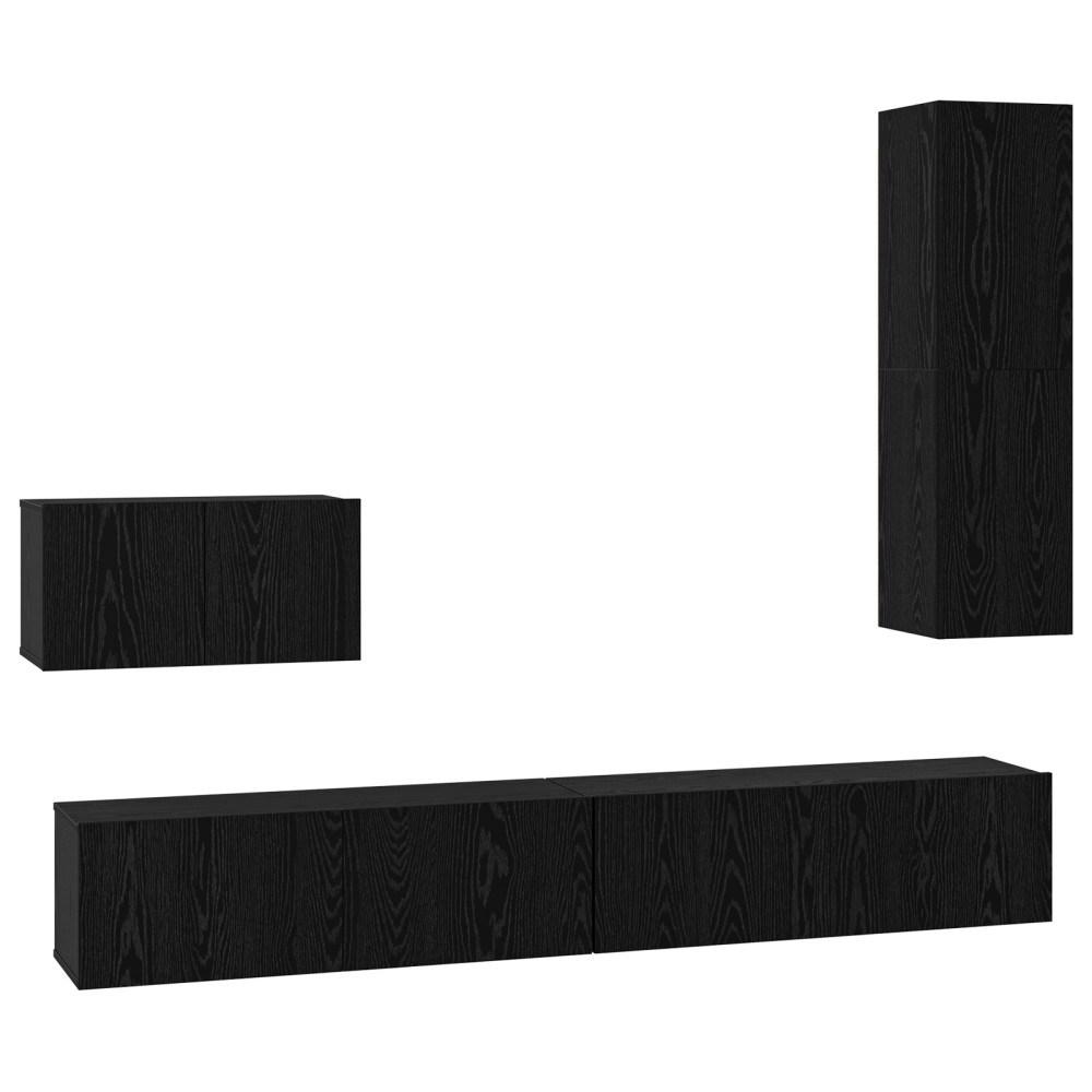 vidaXL Dulap pentru TV pe Perete 4 pcs Stejar negru 200 x 30 x 30 cm
