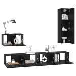 vidaXL Dulap pentru TV pe Perete 4 pcs Stejar negru 200 x 30 x 30 cm