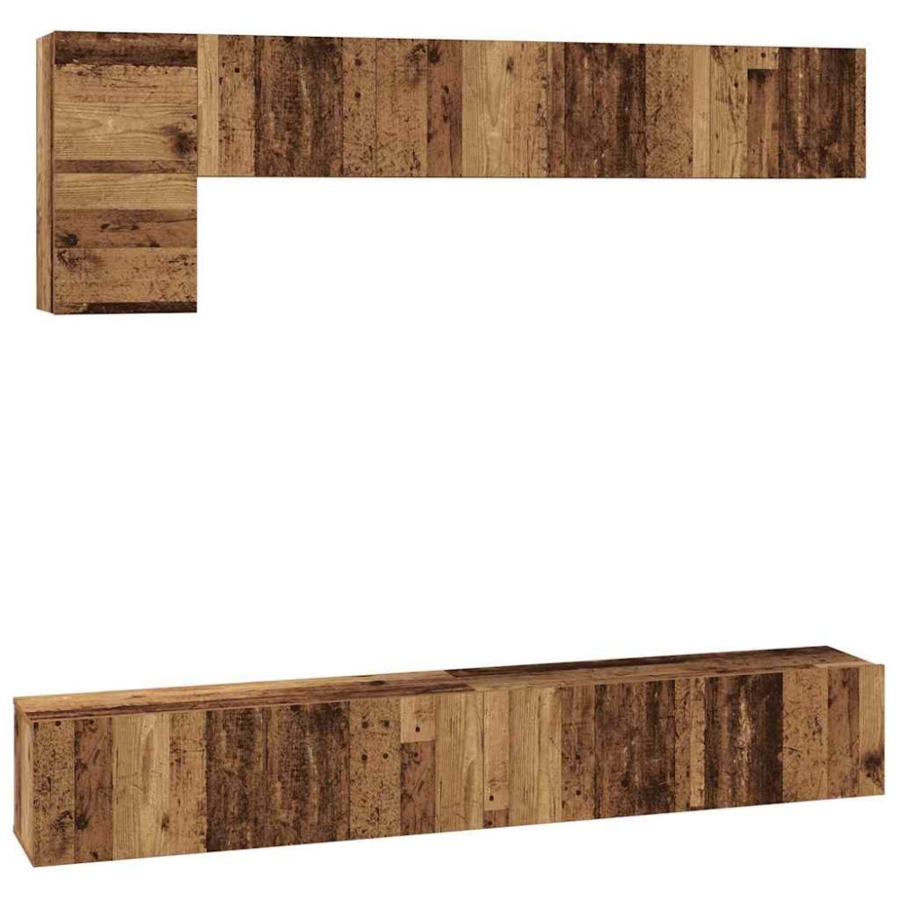 vidaXL Set comodă TV 5 pcs Lemn vechi 100 x 30 x 30 cm Lemn compozit