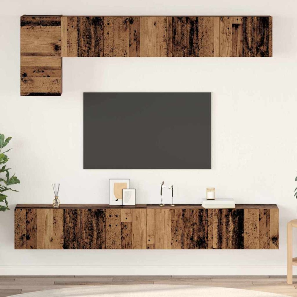 vidaXL Set comodă TV 5 pcs Lemn vechi 100 x 30 x 30 cm Lemn compozit