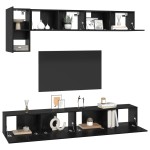 vidaXL Set comodă TV 5 pcs Stejar negru 100 x 30 x 30 cm Lemn compozit vidaXL Set comodă TV 5 pcs Stejar negru 100 x 30 x 30 cm Lemn compozit