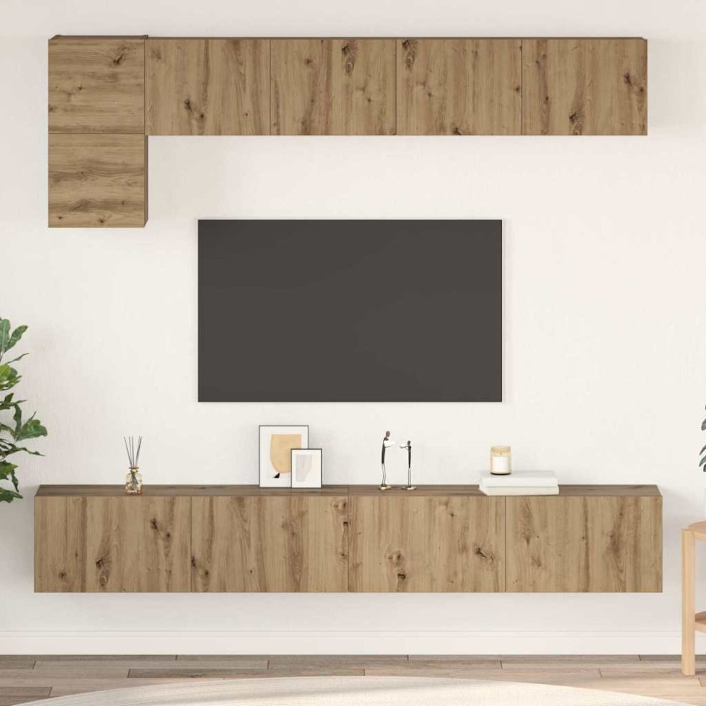 vidaXL Set comodă TV Pe perete 5 pcs stejar artizanal 100 x 30 x 30 cm