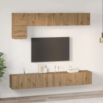 vidaXL Set comodă TV Pe perete 5 pcs stejar artizanal 100 x 30 x 30 cm vidaXL Set comodă TV Pe perete 5 pcs stejar artizanal 100 x 30 x 30 cm