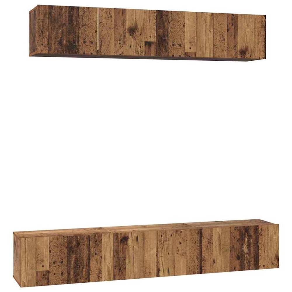vidaXL Set comodă TV 5 pcs Lemn vechi 100 x 30 x 30 cm Lemn compozit