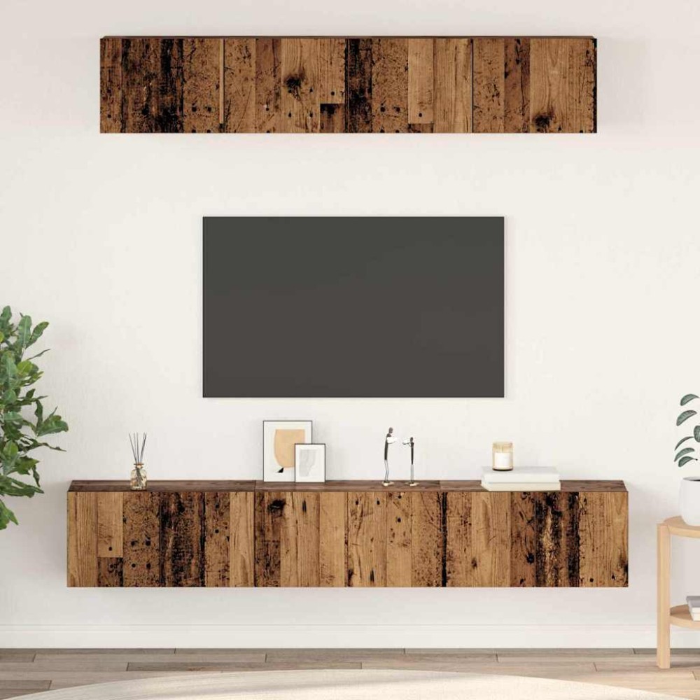 vidaXL Set comodă TV 5 pcs Lemn vechi 100 x 30 x 30 cm Lemn compozit