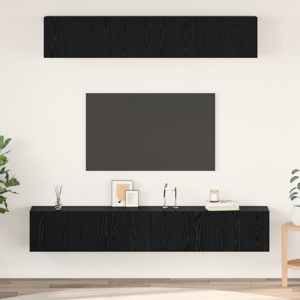 vidaXL Set comodă TV 5 pcs Stejar negru 100 x 30 x 30 cm Lemn compozit