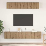 vidaXL Set comodă TV Pe perete 5 pcs stejar artizanal 100 x 30 x 30 cm vidaXL Set comodă TV Pe perete 5 pcs stejar artizanal 100 x 30 x 30 cm