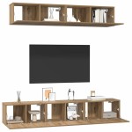 vidaXL Set comodă TV Pe perete 5 pcs stejar artizanal 100 x 30 x 30 cm vidaXL Set comodă TV Pe perete 5 pcs stejar artizanal 100 x 30 x 30 cm
