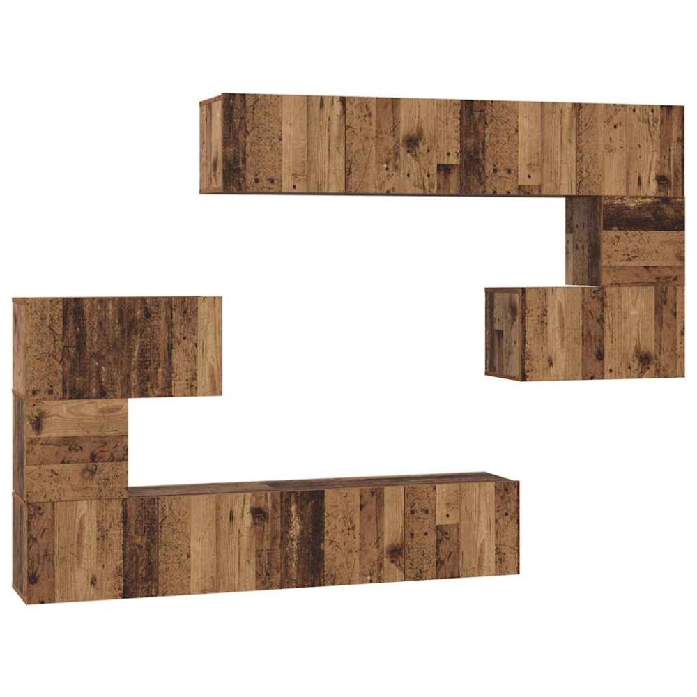 vidaXL Set comodă TV 8 pcs Lemn vechi 80 x 30 x 30 cm Lemn compozit