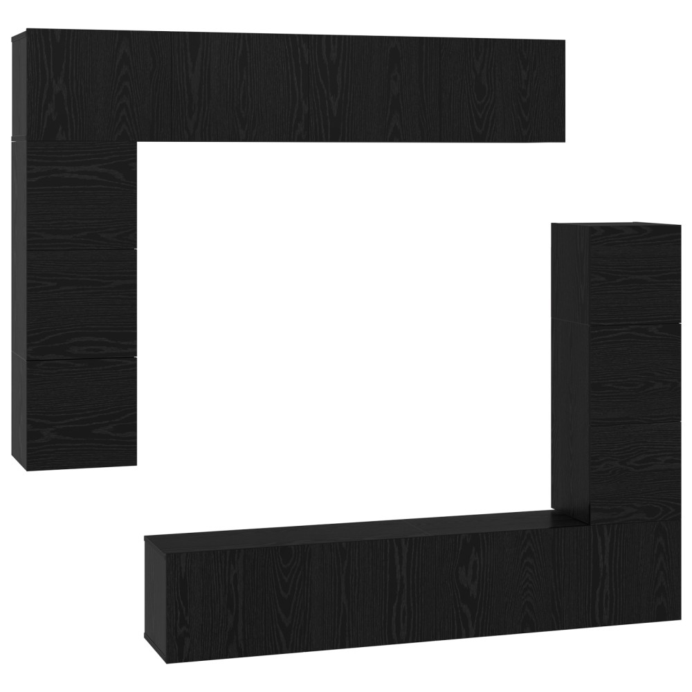 vidaXL Set comodă TV 8 pcs Stejar negru 80 x 30 x 30 cm Lemn compozit