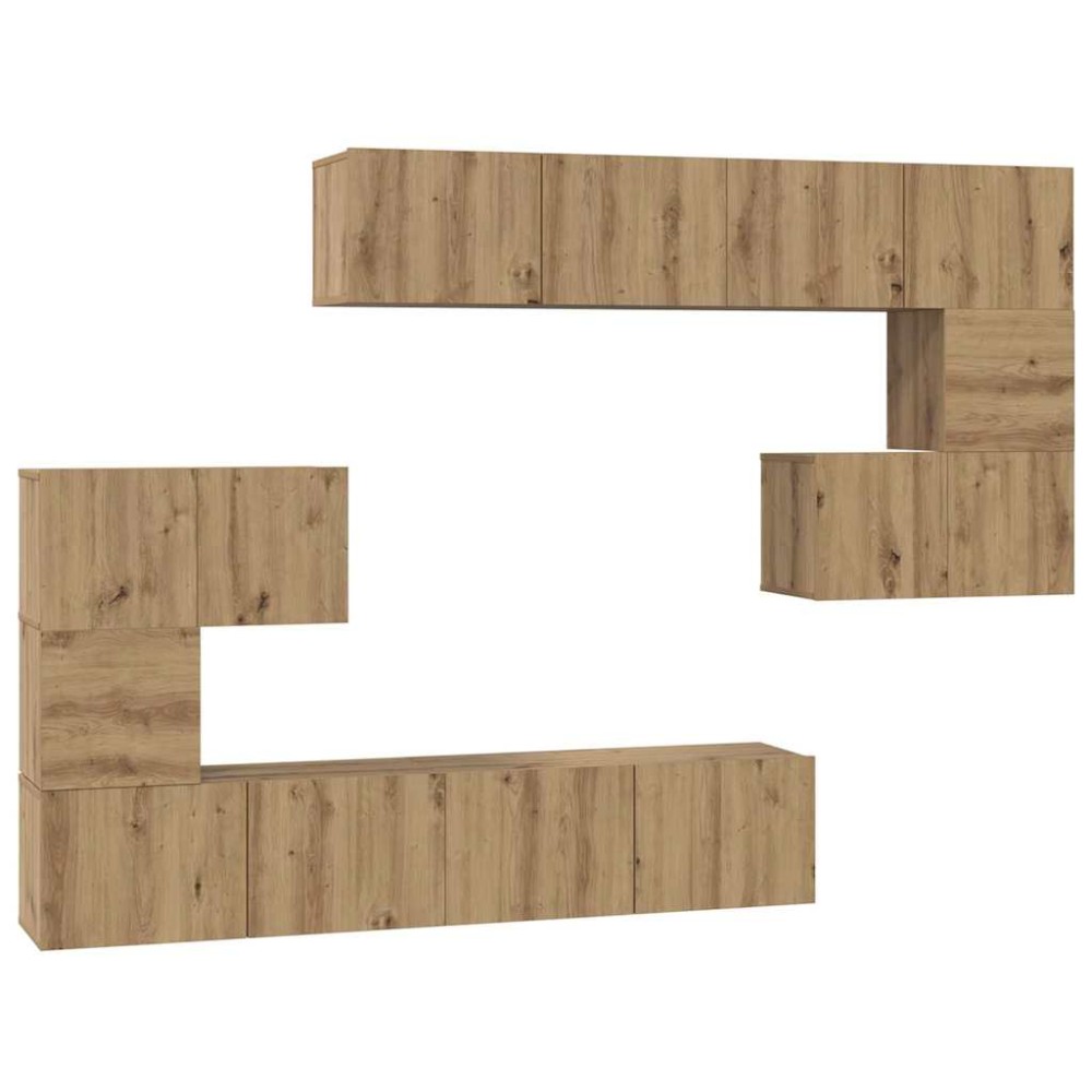 vidaXL Set comodă TV Pe perete 8 pcs stejar artizanal 80 x 30 x 30 cm