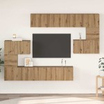 vidaXL Set comodă TV Pe perete 8 pcs stejar artizanal 80 x 30 x 30 cm vidaXL Set comodă TV Pe perete 8 pcs stejar artizanal 80 x 30 x 30 cm