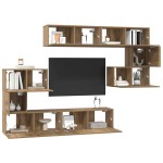 vidaXL Set comodă TV Pe perete 8 pcs stejar artizanal 80 x 30 x 30 cm vidaXL Set comodă TV Pe perete 8 pcs stejar artizanal 80 x 30 x 30 cm