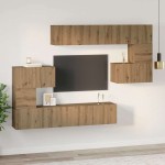 vidaXL Set comodă TV Pe perete 8 pcs stejar artizanal 80 x 30 x 30 cm vidaXL Set comodă TV Pe perete 8 pcs stejar artizanal 80 x 30 x 30 cm