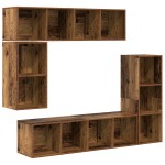 vidaXL Set comodă TV 4 pcs Lemn vechi 37 x 37 x 142.5 cm Lemn compozit vidaXL Set comodă TV 4 pcs Lemn vechi 37 x 37 x 142.5 cm Lemn compozit