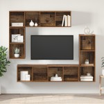 vidaXL Set comodă TV 4 pcs Lemn vechi 37 x 37 x 142.5 cm Lemn compozit vidaXL Set comodă TV 4 pcs Lemn vechi 37 x 37 x 142.5 cm Lemn compozit