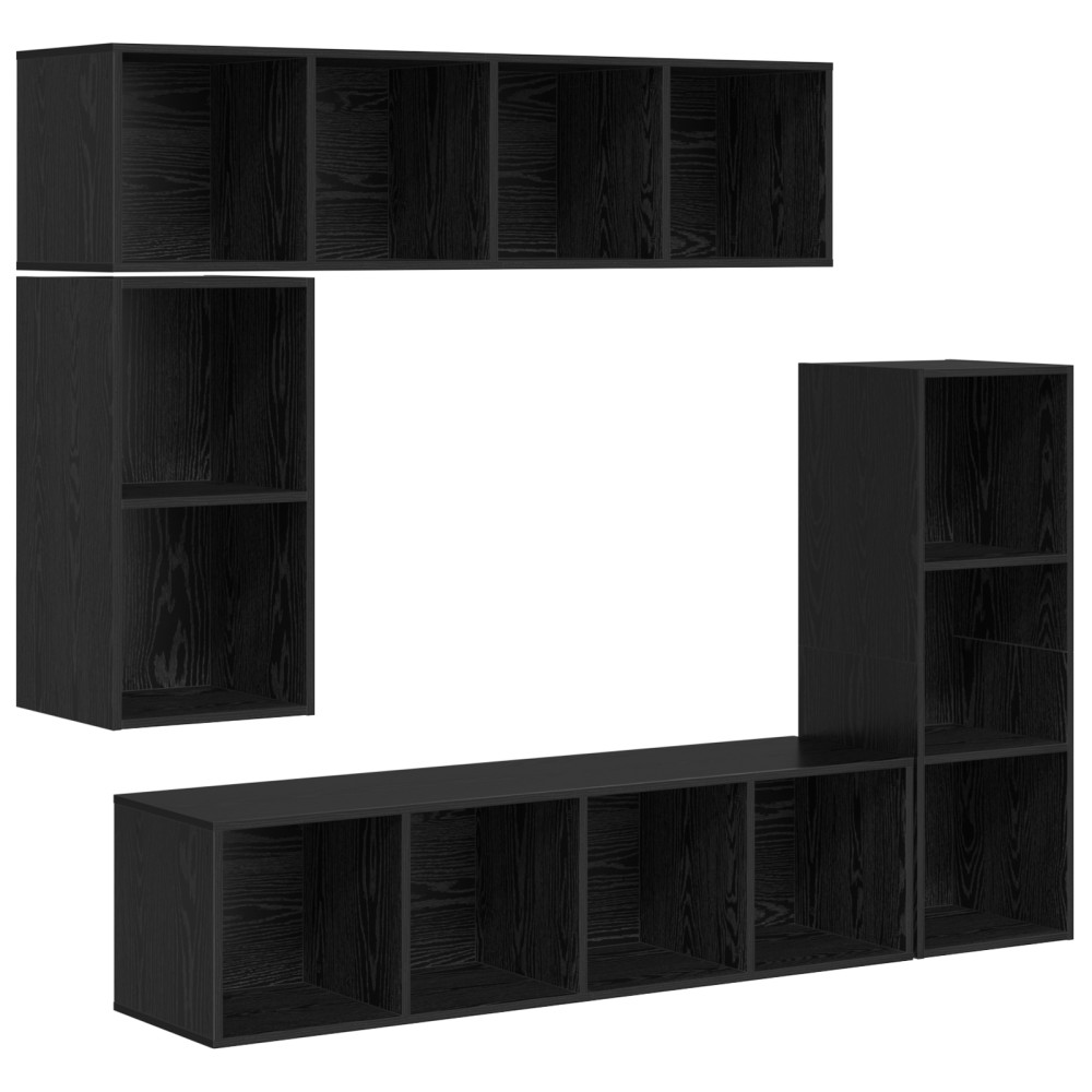 vidaXL Set comodă TV Pe perete 4 pcs Stejar negru 37 x 37 x 142.5 cm
