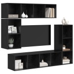 vidaXL Set comodă TV Pe perete 4 pcs Stejar negru 37 x 37 x 142.5 cm vidaXL Set comodă TV Pe perete 4 pcs Stejar negru 37 x 37 x 142.5 cm
