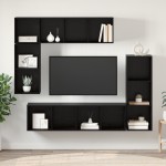 vidaXL Set comodă TV Pe perete 4 pcs Stejar negru 37 x 37 x 142.5 cm vidaXL Set comodă TV Pe perete 4 pcs Stejar negru 37 x 37 x 142.5 cm