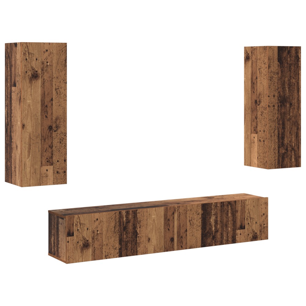vidaXL Set de 4 Piese Cabinet TV Lemn Vechi Lemn Prelucrat