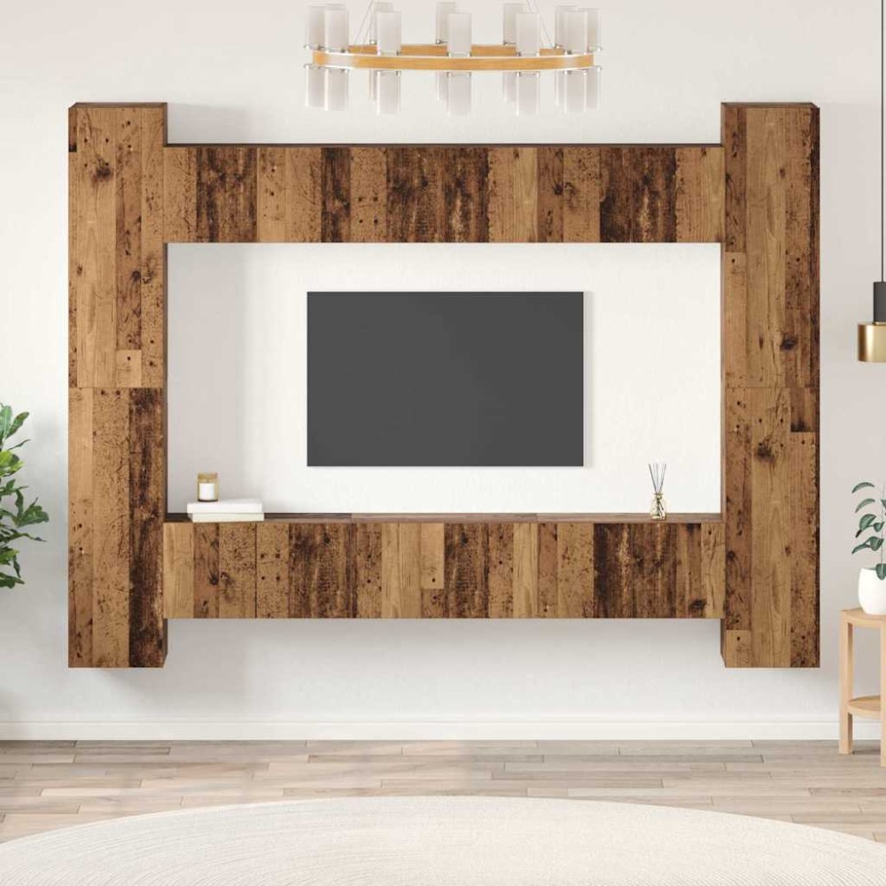 vidaXL Set comodă TV 10 pcs Lemn vechi 30.5 x 30 x 90 cm Lemn compozit