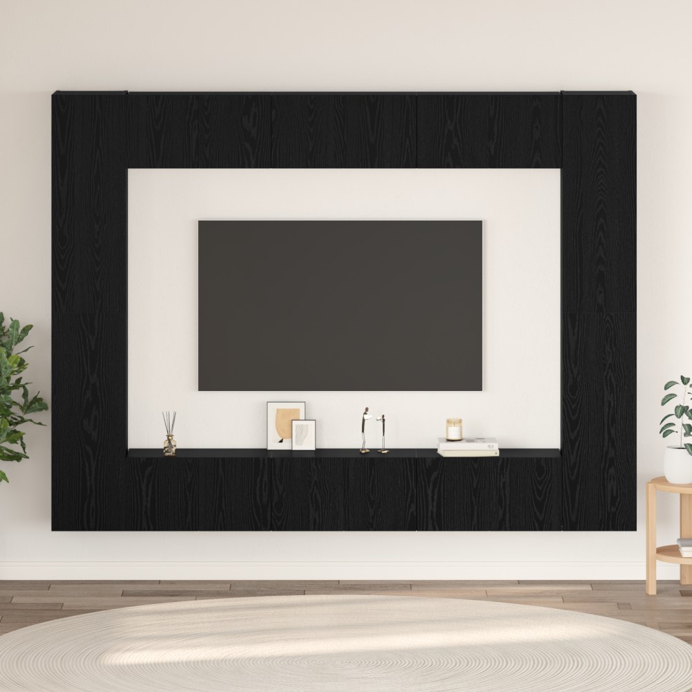 vidaXL Set comodă TV 10 pcs Stejar negru Mediu 30.5 x 30 x 90 cm