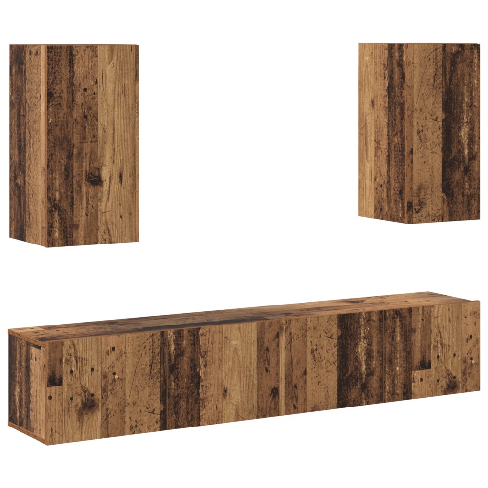 vidaXL Set comodă TV 4 pcs Lemn vechi 80 x 30 x 30 cm Lemn compozit