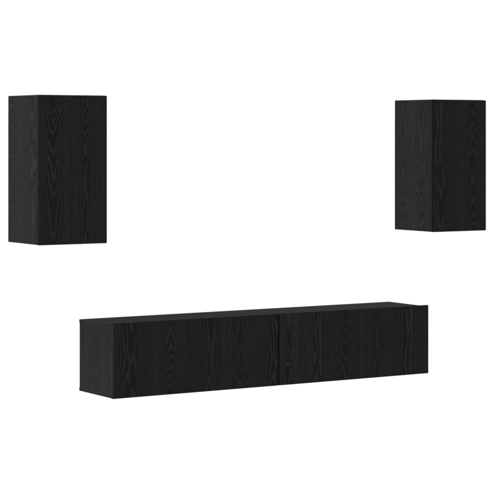 vidaXL Set comodă TV 4 pcs Stejar negru 80 x 30 x 30 cm Lemn compozit