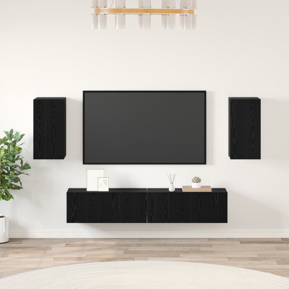 vidaXL Set comodă TV 4 pcs Stejar negru 80 x 30 x 30 cm Lemn compozit