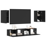 vidaXL Set comodă TV 4 pcs Stejar negru 80 x 30 x 30 cm Lemn compozit vidaXL Set comodă TV 4 pcs Stejar negru 80 x 30 x 30 cm Lemn compozit