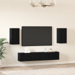 vidaXL Set comodă TV 4 pcs Stejar negru 80 x 30 x 30 cm Lemn compozit vidaXL Set comodă TV 4 pcs Stejar negru 80 x 30 x 30 cm Lemn compozit