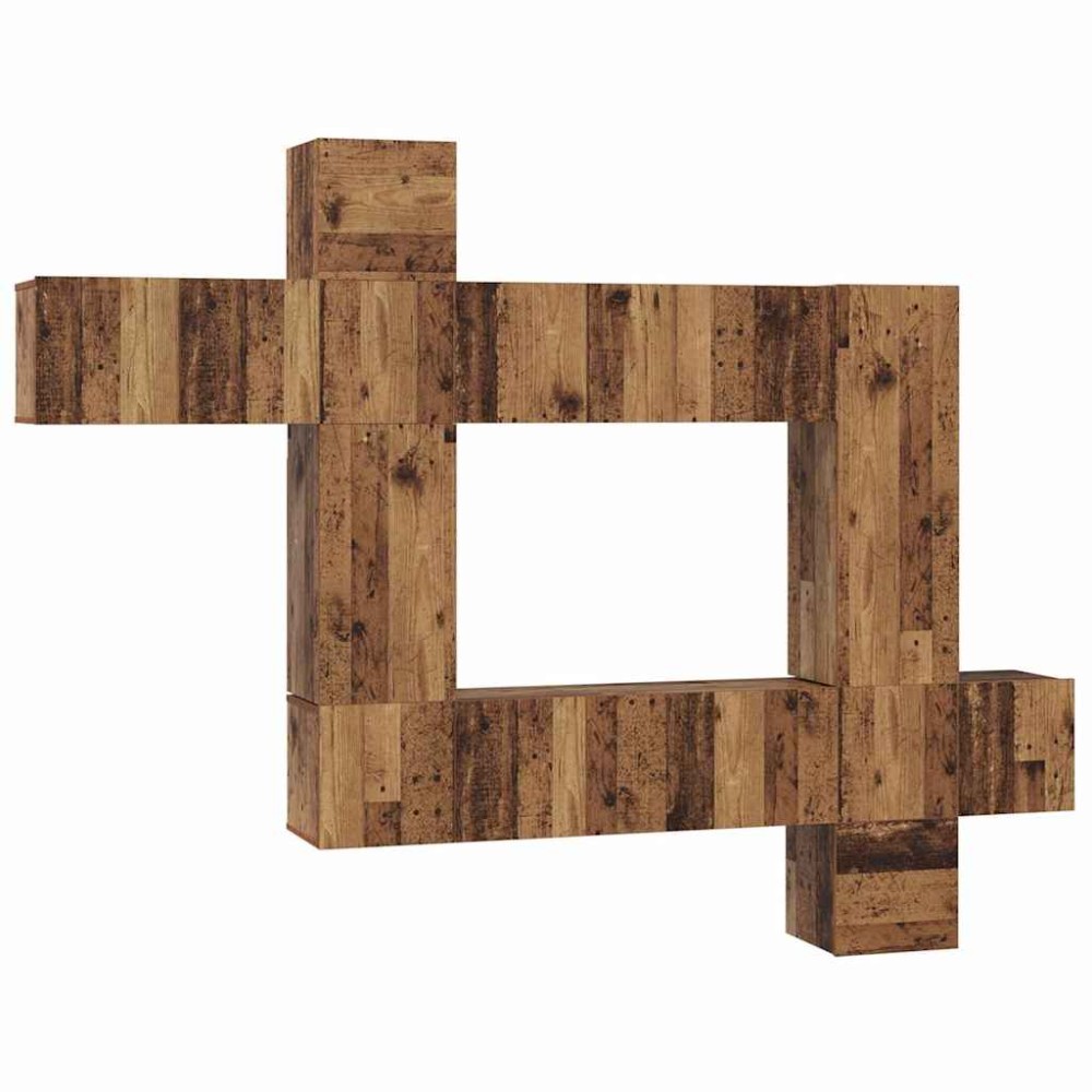 vidaXL Set comodă TV 10 pcs Lemn vechi 30.5 x 30 x 90 cm Lemn compozit