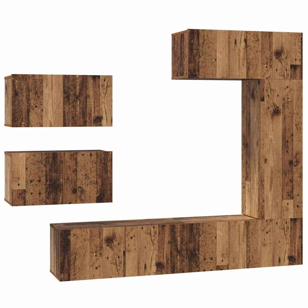 vidaXL Set comodă TV 6 pcs Lemn vechi 30.5 x 30 x 90 cm Lemn compozit