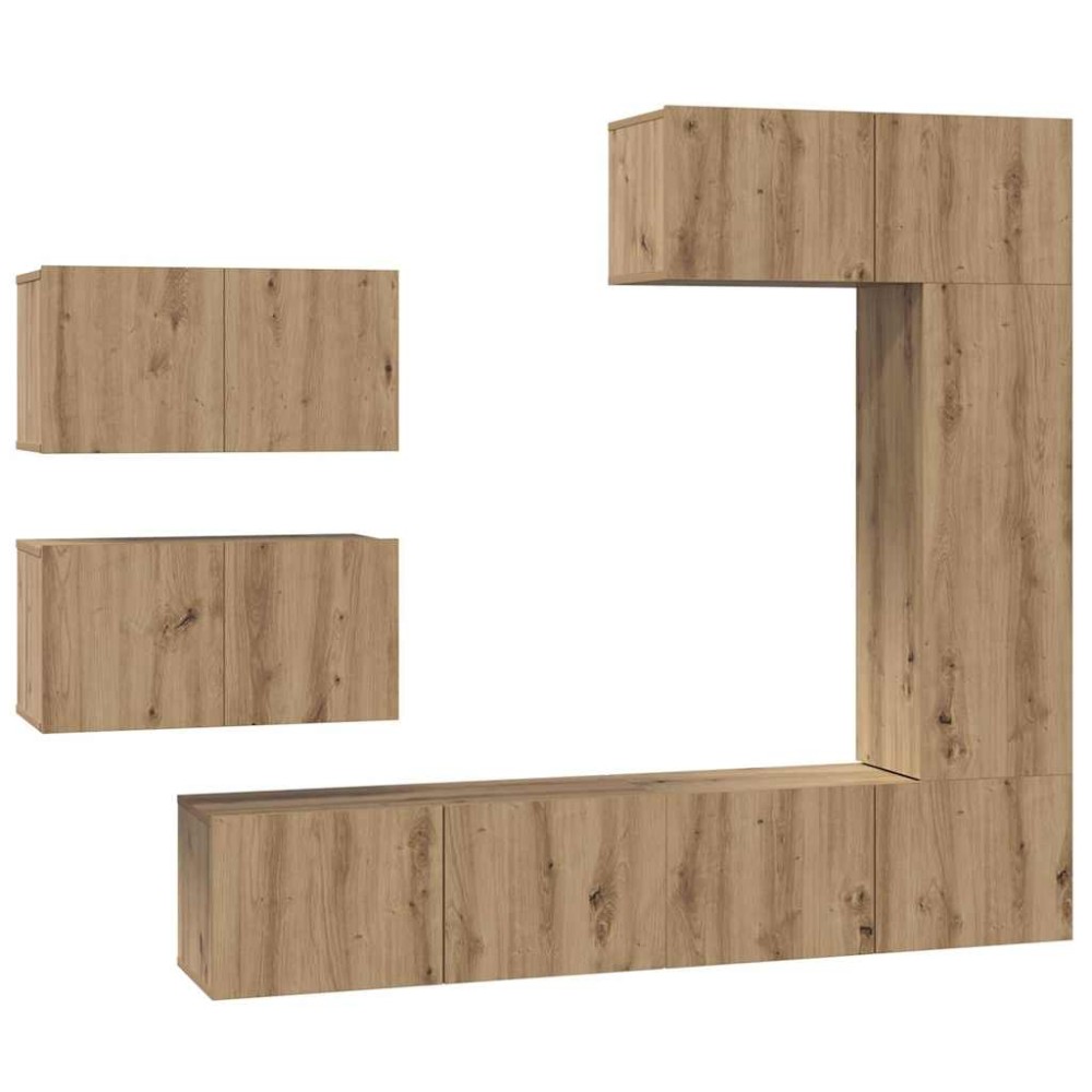 vidaXL Set comodă TV 6 pcs stejar artizanal 30.5 x 30 x 90 cm