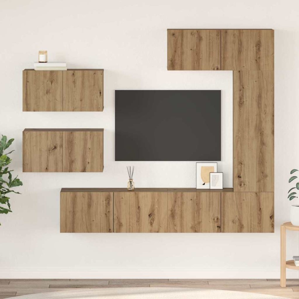vidaXL Set comodă TV 6 pcs stejar artizanal 30.5 x 30 x 90 cm