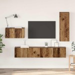 vidaXL Set comodă TV 4 pcs Lemn vechi 30.5 x 30 x 90 cm Lemn compozit vidaXL Set comodă TV 4 pcs Lemn vechi 30.5 x 30 x 90 cm Lemn compozit