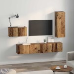 vidaXL Set comodă TV 4 pcs Lemn vechi 30.5 x 30 x 90 cm Lemn compozit vidaXL Set comodă TV 4 pcs Lemn vechi 30.5 x 30 x 90 cm Lemn compozit