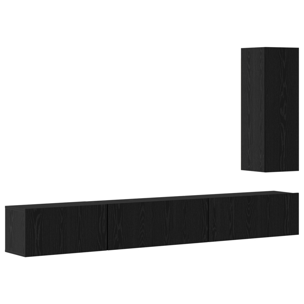 vidaXL Set comodă TV Pe perete 4 pcs Stejar negru 30.5 x 30 x 90 cm
